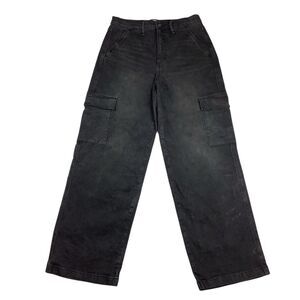 Jessica Simpson High Rise Baggy Cargo Jeans Women 8 Washed Black 90s Streetwear